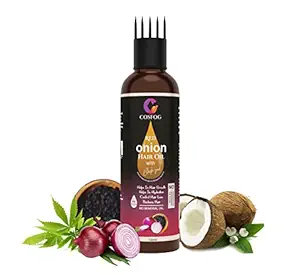 COSFOG Red Onion Oil with Black Seed for Hair Growth & Hair Fall Control- (No Mineral Oil, Paraben, Silicones, Sulfate & Synthetic Fragrance)- 100 ml