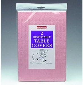 2 DISPOSABLE PAPER TABLE COVERS PER PACK SIZE 90CM x 90CM (PINK X 2 PACKS)