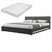 Produktbild [my.bed] Elegantes LED Polsterbett mit Kaltschaum-Matratze (H2)- 140x200cm - (Kopfteil: Textil grau - Fuß-und Seitenteil: Wildlederimitat dunkelgrau) - Bett / Doppelbett / Bettgestell inkl. Lattenrost