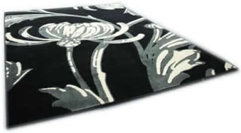 Center One Loretta Rug - Black &amp; Grey - Classic Floral Design - Retro Style - 120 x 160cm