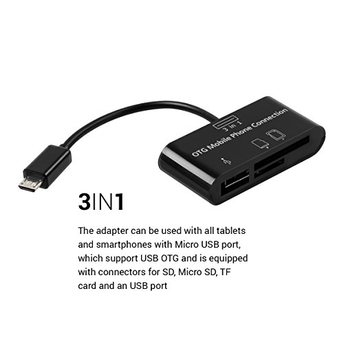 kwmobile 3in1 Micro USB OTG Kabel Adapter für Smartphone / Tablet – Card Reader Tablet Kartenleser Anschluss für USB 2.0 / SD Karte / Micro SD Karte in - 2