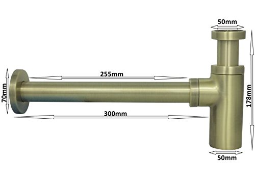 Flaschensifon Flaschensiphon Siphon Geruchsverschluss Flaschengeruchsverschluss Siphon Sifon Geruchsverschluss Ablaufgarnitur Ablaufverbindung Röhrensiphon zylindrische Form Röhrengeruchsverschluss für Waschtisch Waschbecken Retro Bronze 2100 - 7