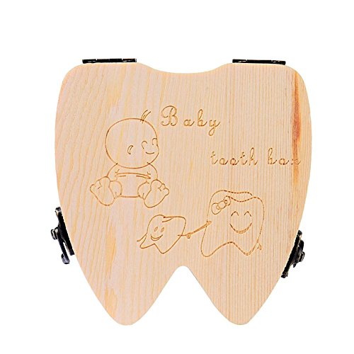 LandFox Dente Scatola Organizzatore Per Bambino Denti Da Latte Salvare Legno Stoccaggio Dente Box Il Raccogliere I Denti Regalo