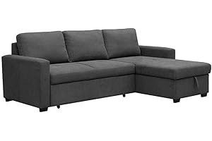 SHIITO | Modelo Corleone - Sofá 3 Plazas con Chaiselongue y Arcón | Máximo Relax y Confort | Reversible Izquierda o Derecha | 229 x 93 x 93 cm - Color Gris Oscuro