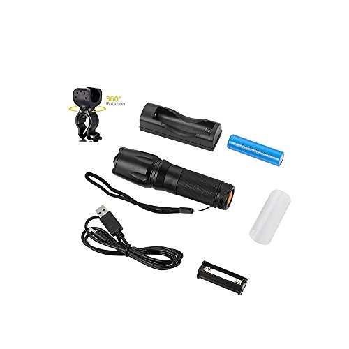 BinKe Taschenlampe 2000 Lumen LED Cree XM-L T6, Wasserdicht, 5 Leuchtmodi, Inklusive 18650 Batterie und Ladeeinrichtung - 5