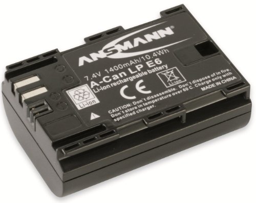 ANSMANN 1400-0000 A-Can LPE6 Li-Ion Digicam Akku 7,4V/1400mAh für Canon Foto Digitalkamera