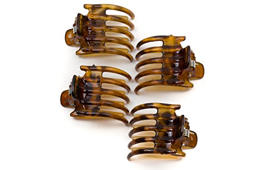 Mytoptrendz® Set of 4 Tort Brown Small Mini Side Hair Claw clip Crab Style Hair Claw Clip Clamp Grips Hair Up-do Accessories