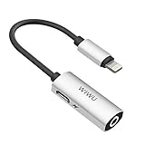 TechCode 2in1 Lightning Adapter for iPhone 7/7Plus/8/8Plus/X, Lightning to 3.5mm Aux Headphone Audio Jack Extender Cable Compatible with IOS 11 for Charge & Audio （Silver）
