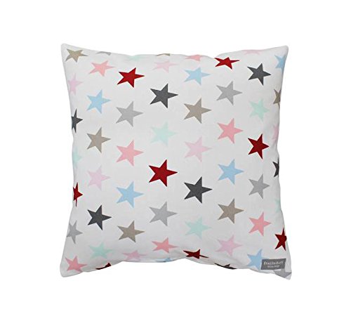 Krasilnikoff - Kissenhülle, Kissenbezug, Kissen - bunte Sterne - 50 x 50 cm - 100 % Baumwolle