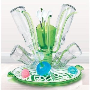 Munchkin Sprout Stylish Drying Rack With built in reservoir and spins - holds up to 12 bottles