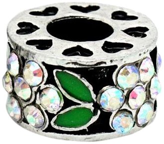 Buckets of Beads Cubos de Cuentas Flor Transparente de Brillantes Espaciador Cuenta para Pulsera Pandora Troll Biagi Zable, Verde