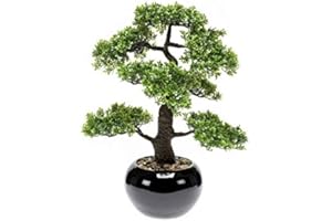 artplants.de Ficus Bonsai Artificiale Asher in Vaso di Ceramica, 45cm - Bonsai Finto/Pianta da Ufficio