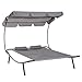 Produktbild Outsunny Doppelliege Sonnenliege Relaxliege rollbar mit Dach Stahl Grau 200 x 173 x 155cm