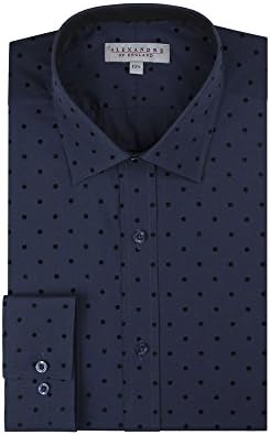Alexandre Silver Label Alexandre of England Navy Polka Dot Flock Shirt 0051171 by Suit Direct Navy 17