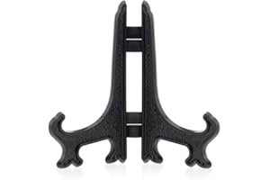 Funzhan 2pcs Black Plastic Acrylic Easels Fold Display Stand Plastic Picture Frame Plate Stands Holders Artwork Business Weddings - 6 Inch