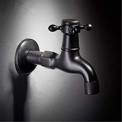 Bathroom Sink Taps,Faucet Faucet Tap Taps European Copper Black Washing Machine Single Cold 4 Minutes Fast Open Long Thick Antique G1/2, 4