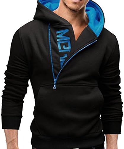 Zip Hooded Sweatshirt, iHee Mens' Long Sleeve Hoodie Tops Casual Jacket Coat Outwear (M, Blue)