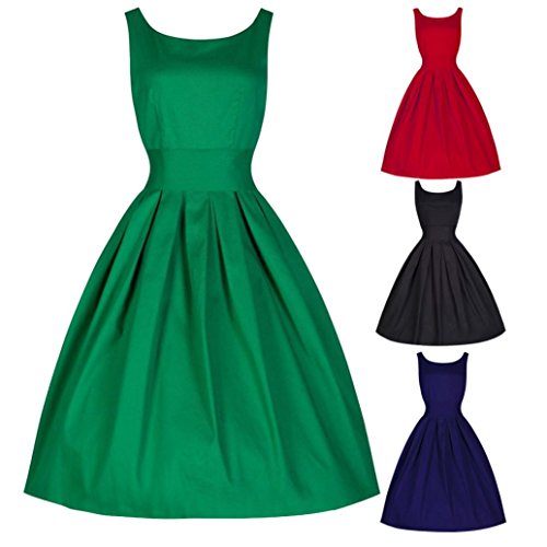 MORCHAN Vintage Style Femmes 50 Swing Retro Femme au Foyer Party Rockabilly Robe de soirée (L, Rouge)