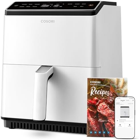 COSORI Friggitrice ad Aria, Air Fryer 6,4 Litri, Forno Elettrico, Doppia Resistenza, Connessione Wifi, 11 Funzioni Preimpostate, Libro&APP Ricette, 1700W, P585S Bianco