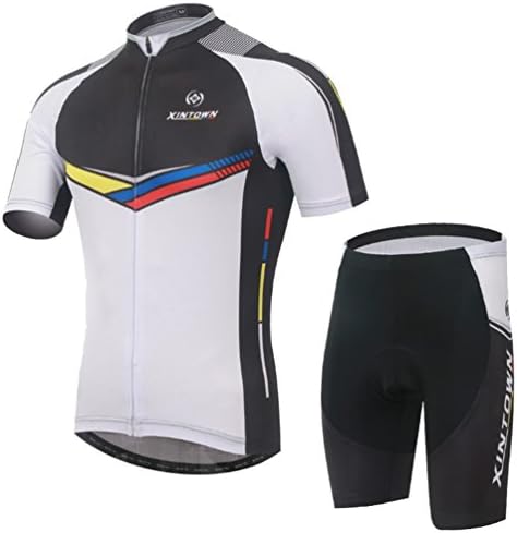 Baymate Men's Breathable Short Sleeve Cycling Jersey Tops + Padded Shorts Set Outfit
