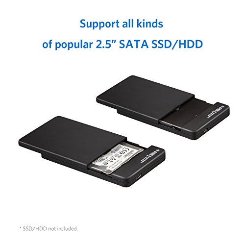 Inateck USB-C 3.1 2,5-Zoll externes HDD Hard Drive Disk festplatten Gehäuse Hülle mit USB-C Schnittstelle Optimiert für SSD/HDD, Unterstützt SATA III/II/I Werkzeugloses Design – Schwarz - 3