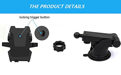 TOAOB Schwarz Handyhalterung Mit Saugnapf Universelle 360° Drehung Kfz Halterungen Autohalterung für iPhone 6 6s/6 Plus/6s Plus/7, Samsung S6/edge/edge+/S7/S7 edge, Note 5, LG G5, Nexus 5X/6/6P, Moto, HTC, Sony - 4