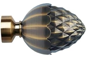 SALES TODAY INTERIROR 35mm Antique Brass Poles Apart Metal Curtain Pole Finials Pack of 2 (Acorn Finial)