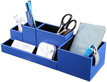 Vpack DIY Desk Organisers Box - Pen Holder Pencil Cup - Desktop Gadget Stationery Storage Box, Assembled Office Supplies Desk Stationary Organiser (Mazarine Blue)