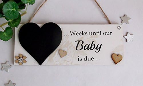 Craftworksdirect Weeks until our Baby is due countdown chalkboard gift plaque