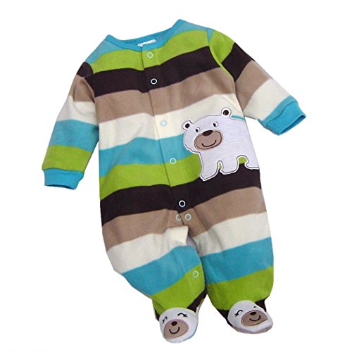 Baby Toddler Romper Warm Hoodie Soft Romper Outfit Cute Polar Bear Stripe 3-12 M
