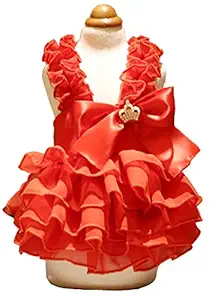 MaruPet Fashion Sweet Puppy Dog Love Printed Princess Skirt Pet Dog Pleated Camisole Tutu Dress Red XL