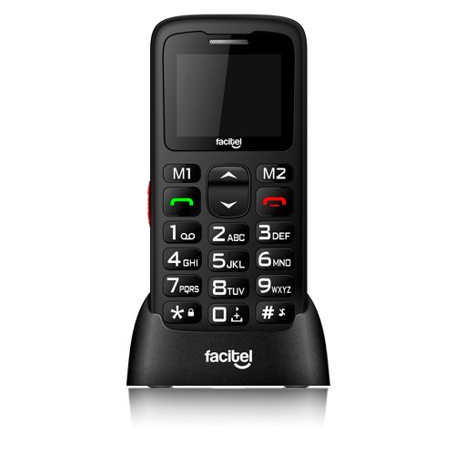 Facitel FS06 - Telefono móvil facil Uso con Bluetooth, Botón Directo de Emergencia SOS, Radio FM en Color Negro