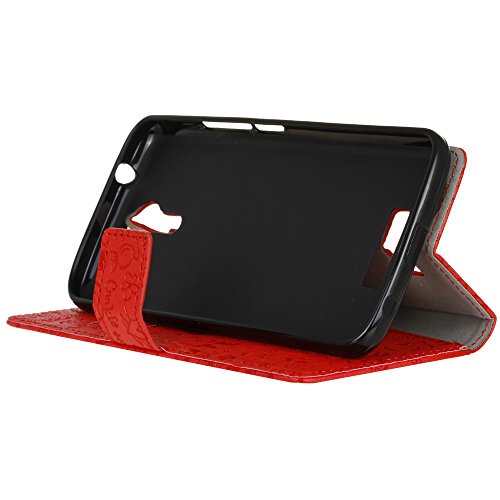 Handyhülle für Acer Liquid Zest Plus LTE,Quenjoy® Cartoon Textur Leder Tasche Smart Cover Flip Case Beschützer Haut Schutzhülle Hüllen für Acer Liquid Zest Plus LTE HM.HVNEE.001/HM.HVQEE.001 Smart Phone,Rote 02 - 4