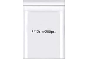 ‎RSHUHX Rshuhx Ziplock Bags Small Bags 160 μm (Both Sides) Pack of 200 80 mm x 120 mm Resealable Waterproof Plastic Bag Sealable Bags Polybag with Press Closure