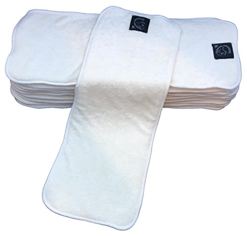 100% Pure BAMBOO Inserts, Cloth Nappy Absorbant Boosters, 4 Layer, Washable Reusable Nappies Baby Diapers {Kernow Kloth} 10 Pack