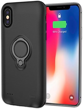 iPhone X Battery Case - Feeleye Premium 5000mAh Wireless Extended Battery Portable charger Battery Pack Case with kickstand for iPhone X - Black