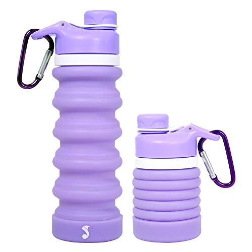 YINGGG Botella De Agua Plegable Portátil Prueba De Fugas Twist Capist De Grado Alimenticio Sin Bpa Silicona Telescópica Botella Deportiva, 550 ML