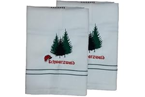 Frotteebox Schwarzwald Küchen Geschirrtuch 2er-Pack Bestickt mit Tannen und Bollenhut