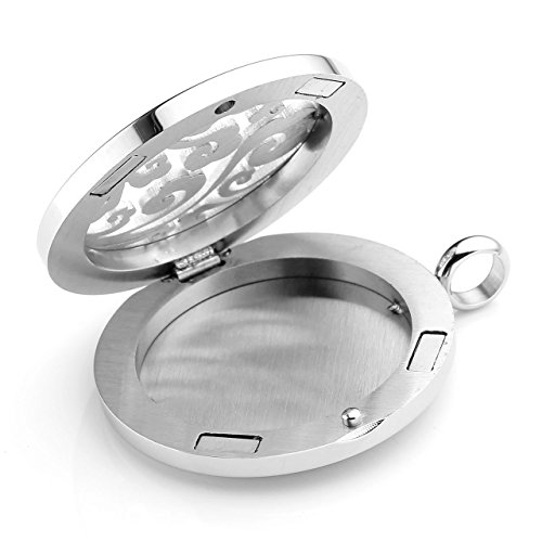 JOVIVI Edelstahl Rund Aromatherapie Ätherische Öle Diffusor Halskette Hollow Hohl Glücklich Wolken Floating Medaillon Locket Anhänger - 4