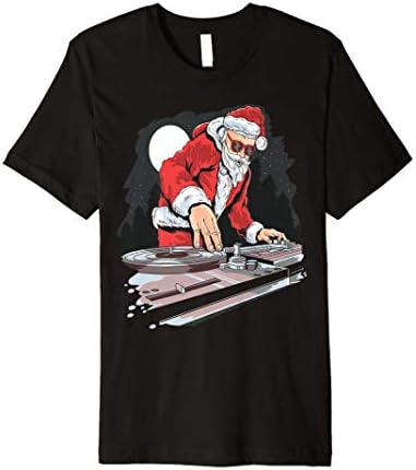 Funny Christmas Clothing Mens Womens & KidsDJ Santa Claus playing party music Christmas design T-Shirt