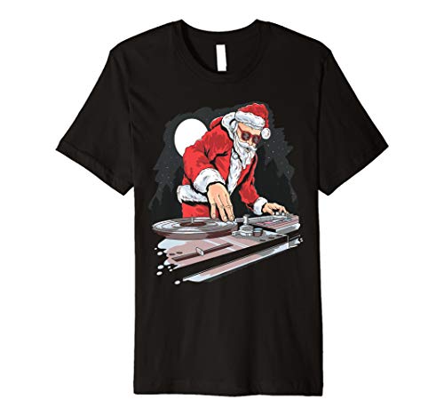 Funny Christmas Clothing Mens Womens & KidsDJ Santa Claus playing party music Christmas design T-Shirt