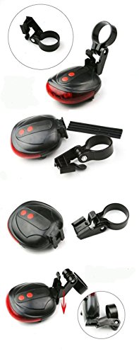 LED Fahrrad Rückleuchte Rücklicht Lampe 7 Modi inkl. 2x Fahrstreifenbeleuchtung, ideal für sicheren Stadtverkehr rot - 8