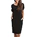 Produktbild Amphia Damen Kurzer Ärmel A-Line Nachtkleid,Frauen Vintage Sommerkleid Lose Rundhals Kurzarm Kleider mit Taschen