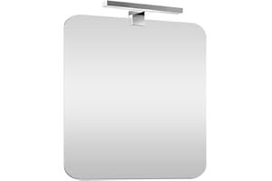 Inbagno Specchio bagno con luce Led 60x90 cm, installazione reversibile, lampada 30 cm a risparmio INCLUSA (Luce Naturale)