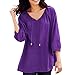 Produktbild Honestyi Frauen Langarm V Ausschnitt Bandage T Shirts beiläufige lose Tops Tunika Bluse(Violett,M)