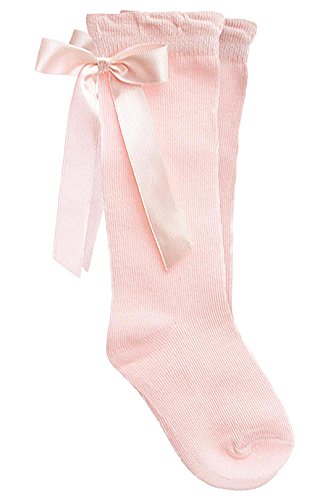 Ribbon Bow knee high socks (0-2.5 [6-12 month] euro 15-18, pink)
