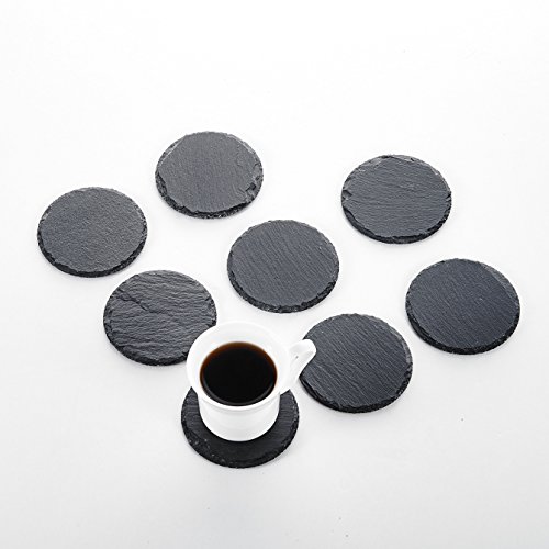 Malacasa, Serie Nature.Slate, 16-tlg. Set Schieferplatte Schiefer Untersetzer 4 Zoll / 10*10*0,5 cm Glasuntersetzer - 6