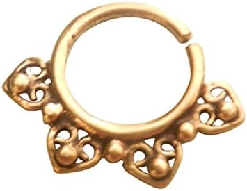 Brass Hearts Design 18G Septum Ring - 7mm (0.3") Inner Hoop with Adjustable Opening - Street Habit Jewelry