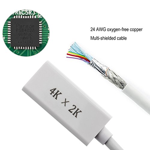 aLLreLi® 4Kx2K Mini Displayport auf HDMI Adapter / Kabel | Thunderbolt auf HDMI | Unterstützt Auflösungen bis zu 4K (3840×2160) | 24k vergoldete Kontakte | Video+Audio | für Apple iMac Macbook Air Pro - 4