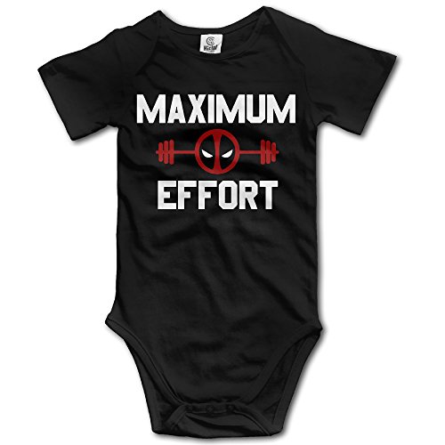 MTOO Baby's Deadpool Hanging Bodysuit Romper Playsuit Outfits Clothes Climbing Clothes Short Sleeve Black